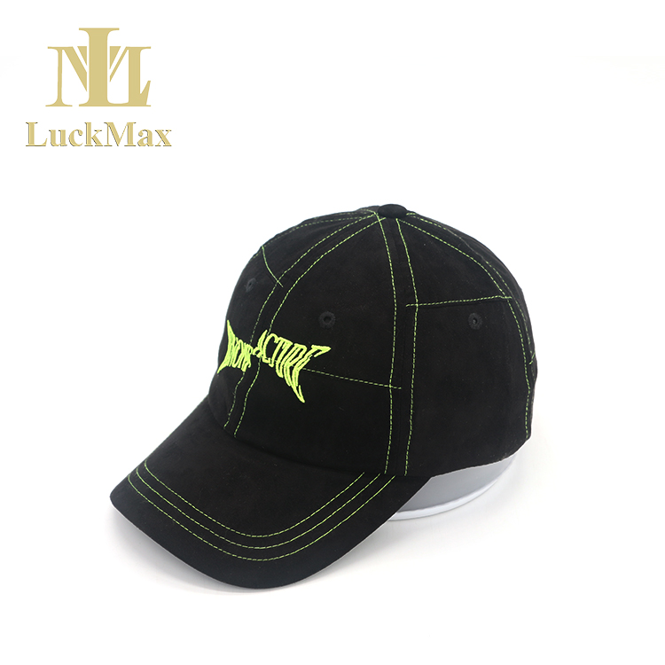 Trendy street style Hip hop baseball cap cotton customized Fluorescent green embroidery logo Bright line dad hats