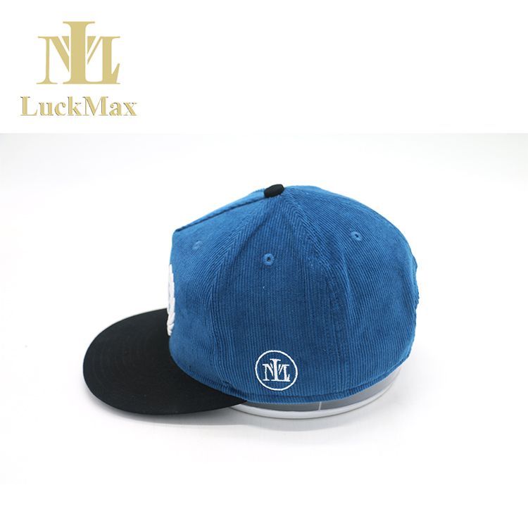 Custom logo Hip hop hot sale gorduroy fabric 5-panel snapback cap with embroidery