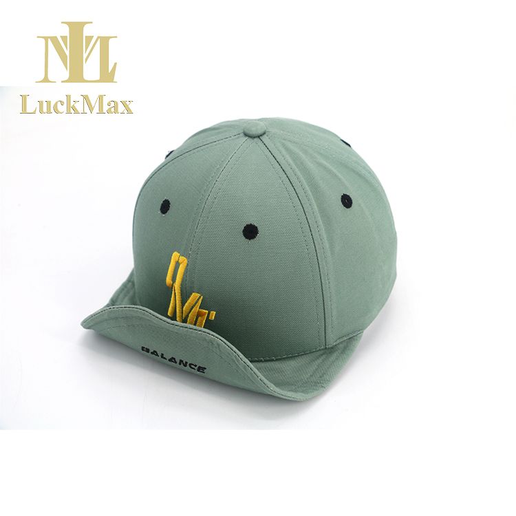 Stylish Baseball Cap with Back Flip Brim Yellow Text 3D Embroidered Classic Corduroy Fabric DIY 6-Panel Snapback Hat Sporty