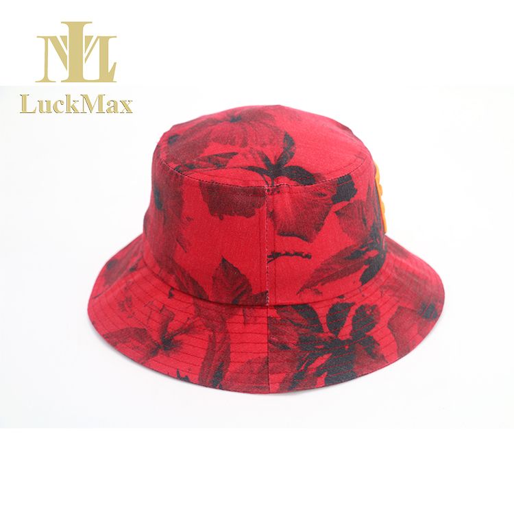 Custom Logo Red Bucket Hat Digital Printing 3D Embroidered Wide Brim Sports Cap Nylon Material OEM Design Outdoor Headwear