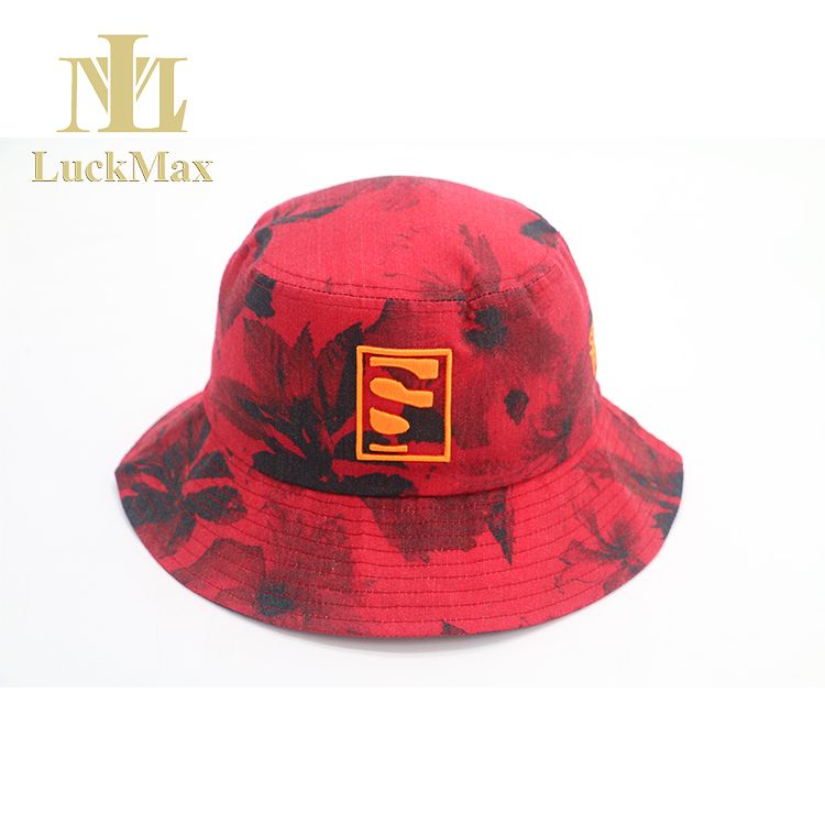 Custom Logo Red Bucket Hat Digital Printing 3D Embroidered Wide Brim Sports Cap Nylon Material OEM Design Outdoor Headwear