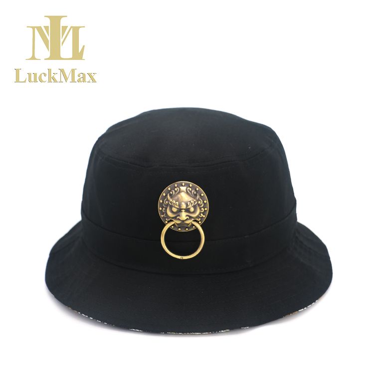 Chinese ancient traditional animal metal accessories Cap Bucket Hat OEM design Adults party Running Camping Outdoor headwear