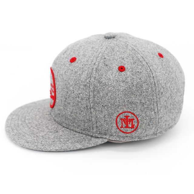 High quality Custom Unisex adjustable 6-panel wool snapback cap with 3D embroidery