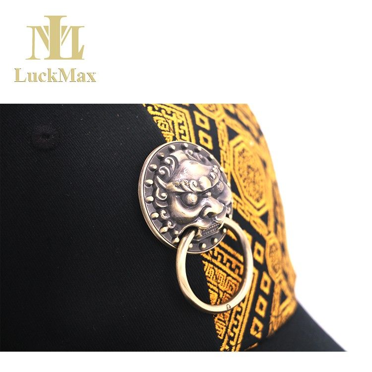 Baseball Cap With Traditional Chinese metal lion decoration Embroidery of ancient Chinese patterns 6 Panel hat Sports Type