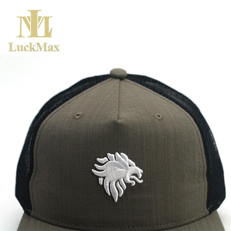 Trendy Flat Brim Trucker cap Slubbed fabric Snapback Hat with Mesh Embroidered Logo Custom Your Own 3D Embroidery pattern