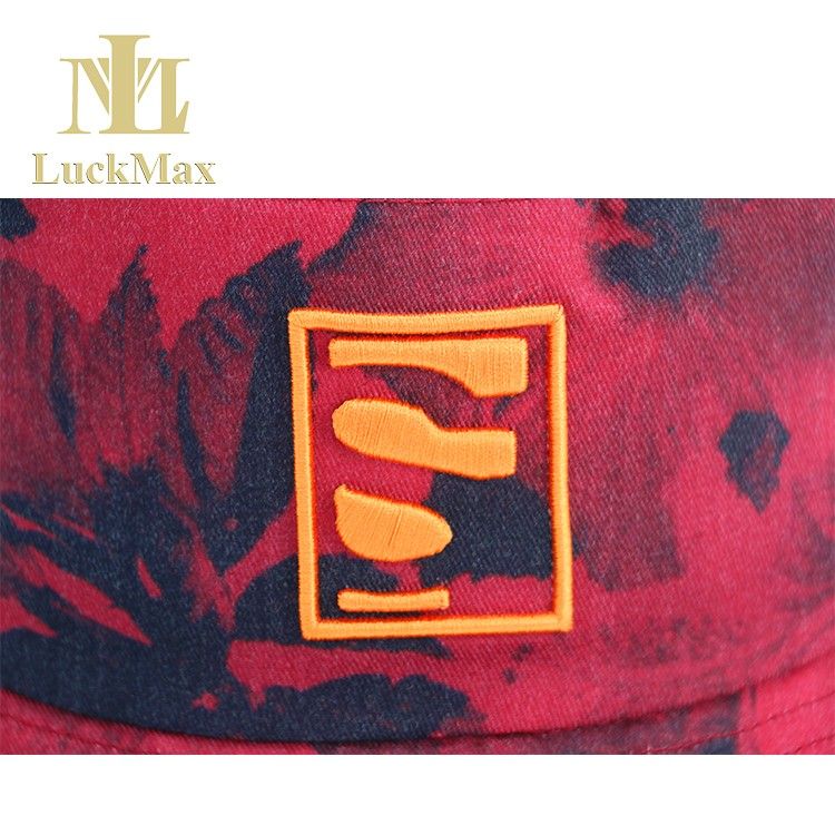 Custom Logo Red Bucket Hat Digital Printing 3D Embroidered Wide Brim Sports Cap Nylon Material OEM Design Outdoor Headwear