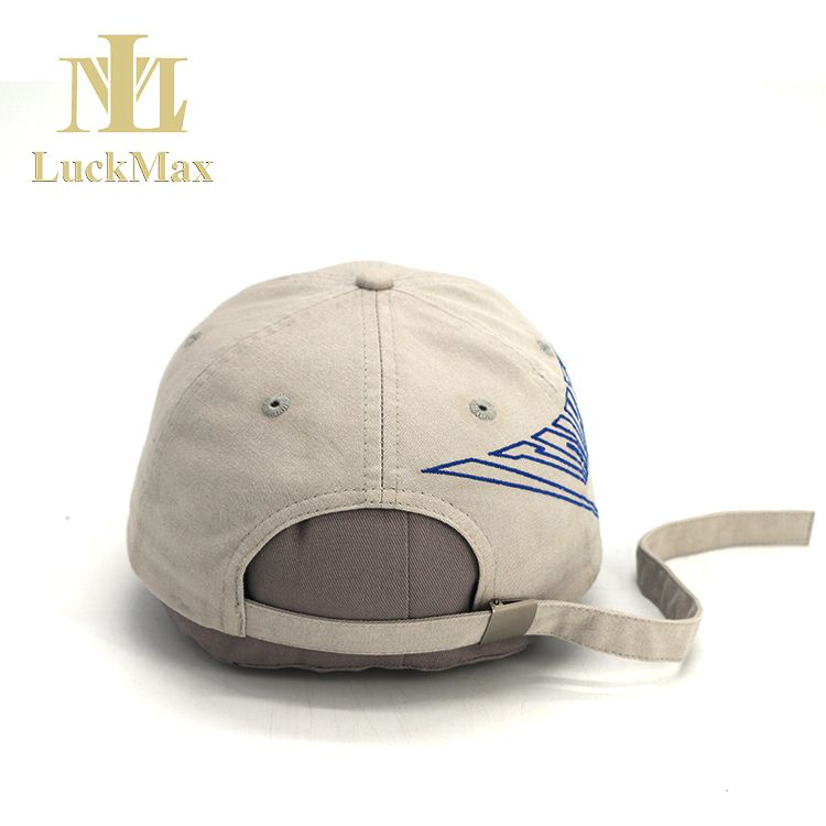 Korean style Long Strap Baseball Cap Fashion Distressed 6-Panel Dad Hats with Embroidered logo customization of the brand