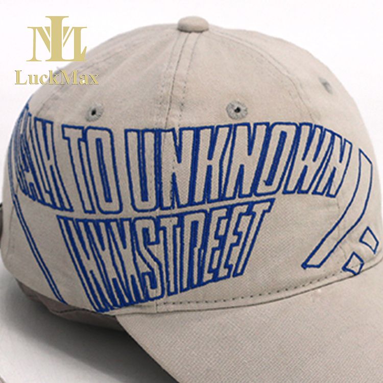 Korean style Long Strap Baseball Cap Fashion Distressed 6-Panel Dad Hats with Embroidered logo customization of the brand