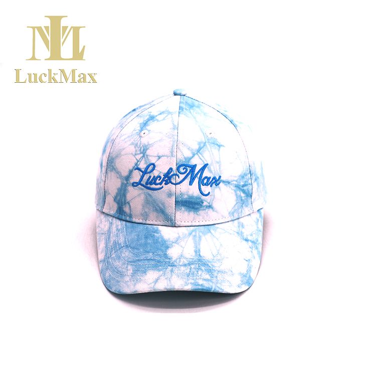 Trending Tie Dye Men Women Baseball Cap Fashion Sports High Quality White Blue 6-Panel Adjustable Size Adult Hat Embroidered