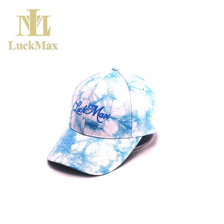 Trending Tie Dye Men Women Baseball Cap Fashion Sports High Quality White Blue 6-Panel Adjustable Size Adult Hat Embroidered