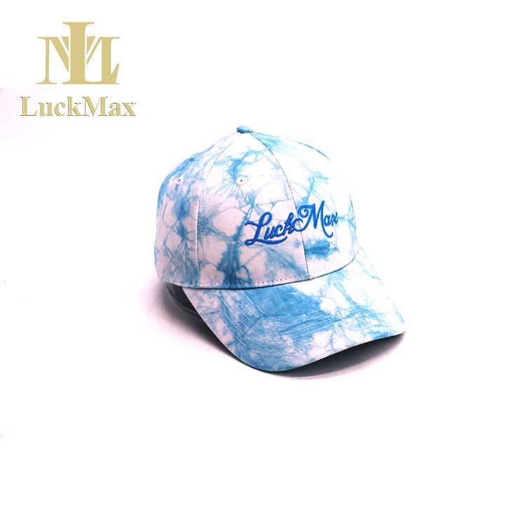 Trending Tie Dye Men Women Baseball Cap Fashion Sports High Quality White Blue 6-Panel Adjustable Size Adult Hat Embroidered