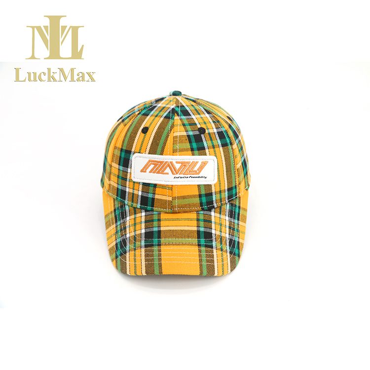 Scottish plaid 6 panel hat Trendy street style fancy hip hop rapper applique embroidery baseball cap