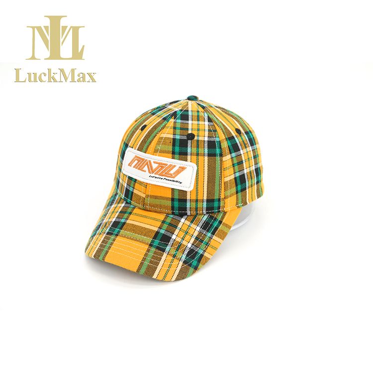 Scottish plaid 6 panel hat Trendy street style fancy hip hop rapper applique embroidery baseball cap