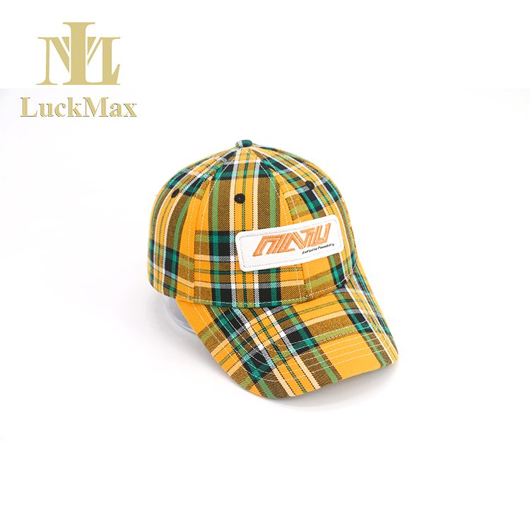 Scottish plaid 6 panel hat Trendy street style fancy hip hop rapper applique embroidery baseball cap