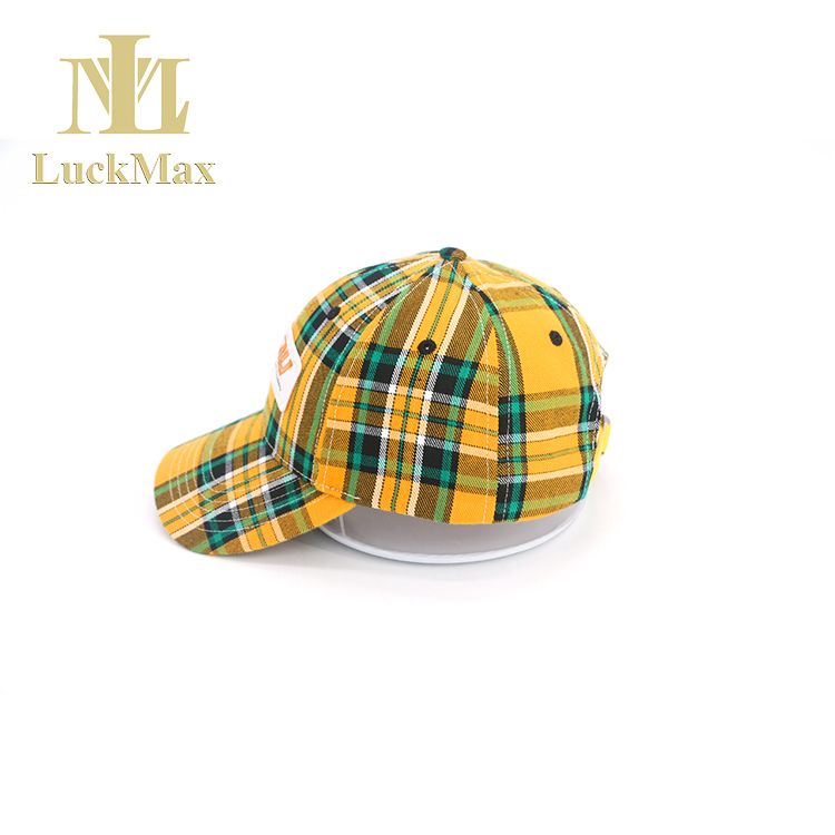 Scottish plaid 6 panel hat Trendy street style fancy hip hop rapper applique embroidery baseball cap