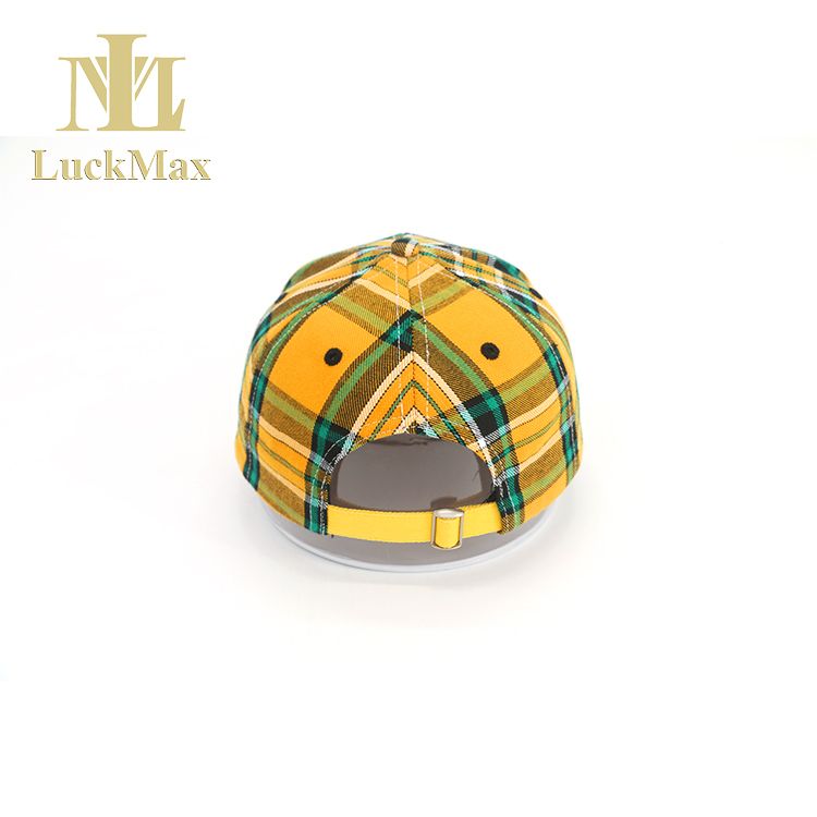 Scottish plaid 6 panel hat Trendy street style fancy hip hop rapper applique embroidery baseball cap